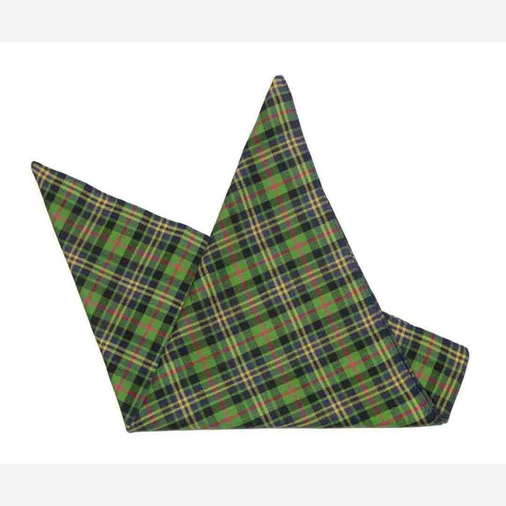 Gascoigne Pocket Square Green Plaid Cotton Men's 16.75 X 16.75